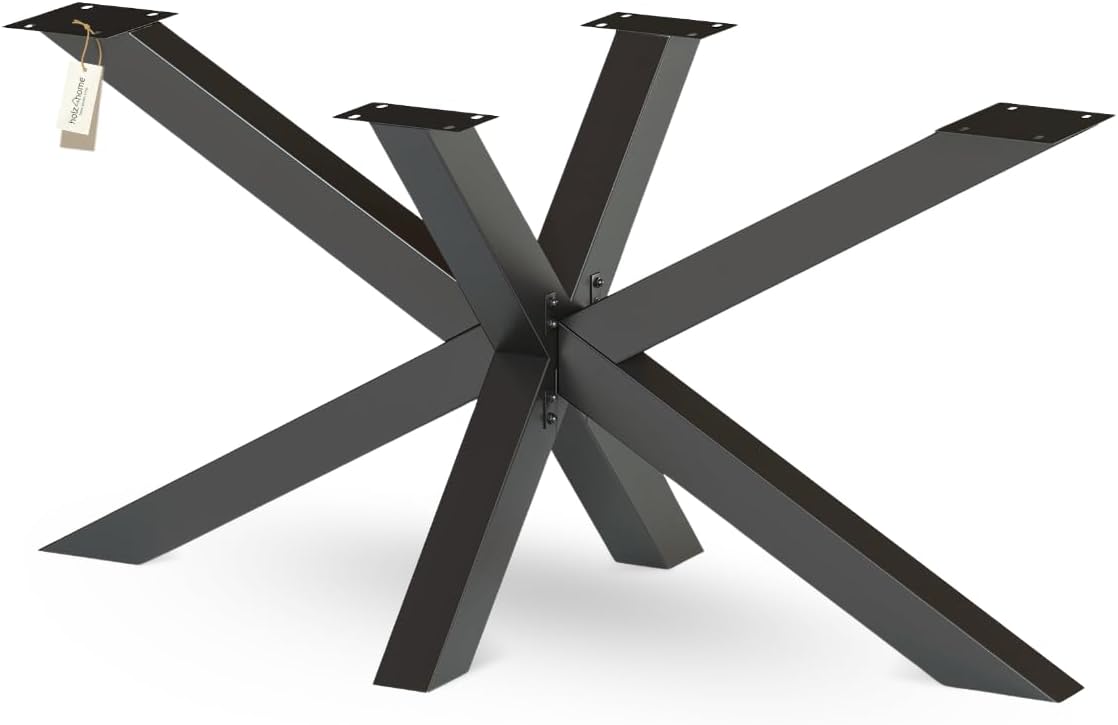 holz4home® Tischgestell Hora Spider I Maße: 150 x 75 x 72 cm I Schwarz Pulverbeschichtet I Tischbeine für Esstisch aus Stahl I Schwerlast Massiv Rahmen I X-Gestell