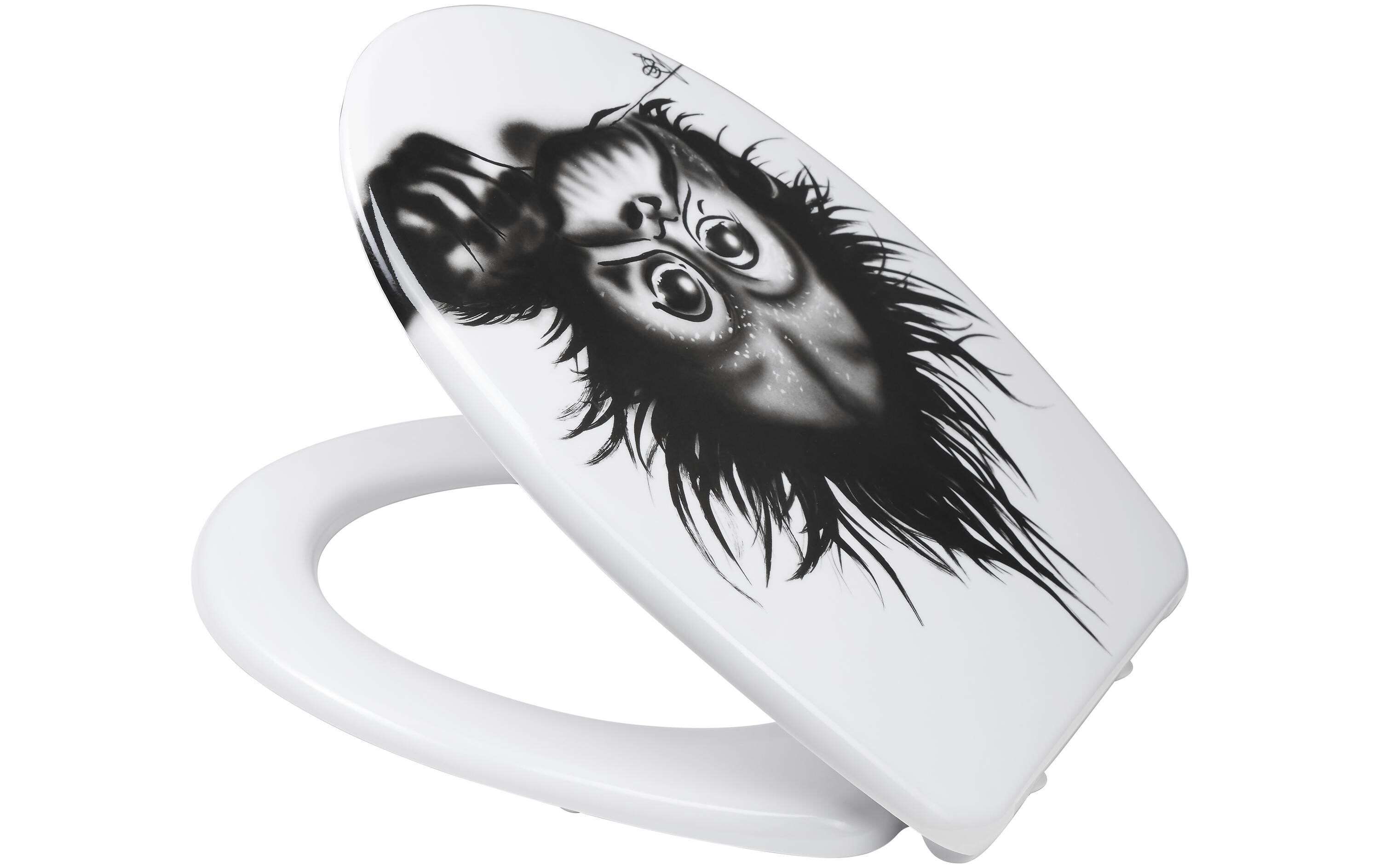 Toilettensitz Monkey mit Absenkautomatik, Weiss/SchwarzWC-Sitz