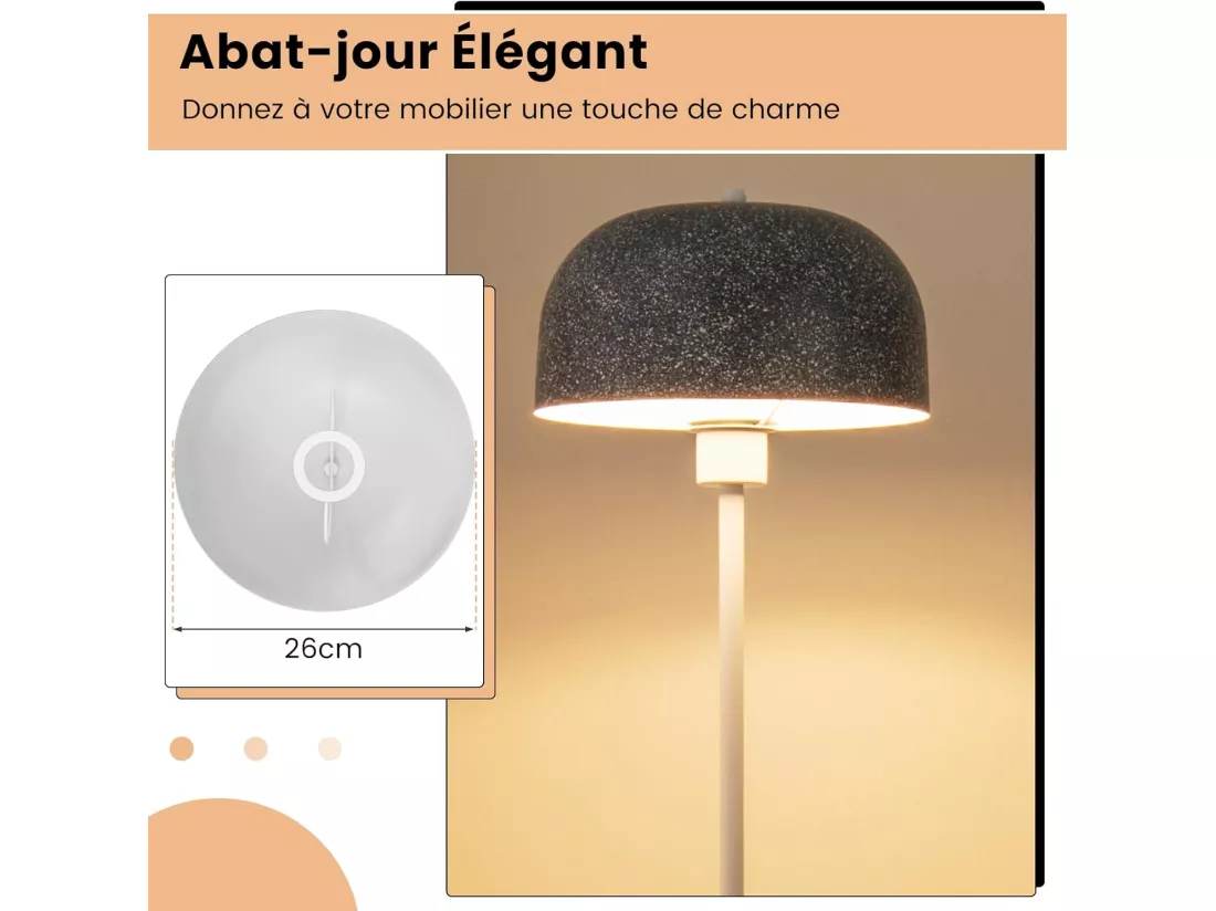 Lampadaire sur Pied de 146 cm, Lampe avec Abat-Jour et Interrupteur au Pied, Lampe avec Base Lestée Culot E27 pour Salon Chambre Bureau