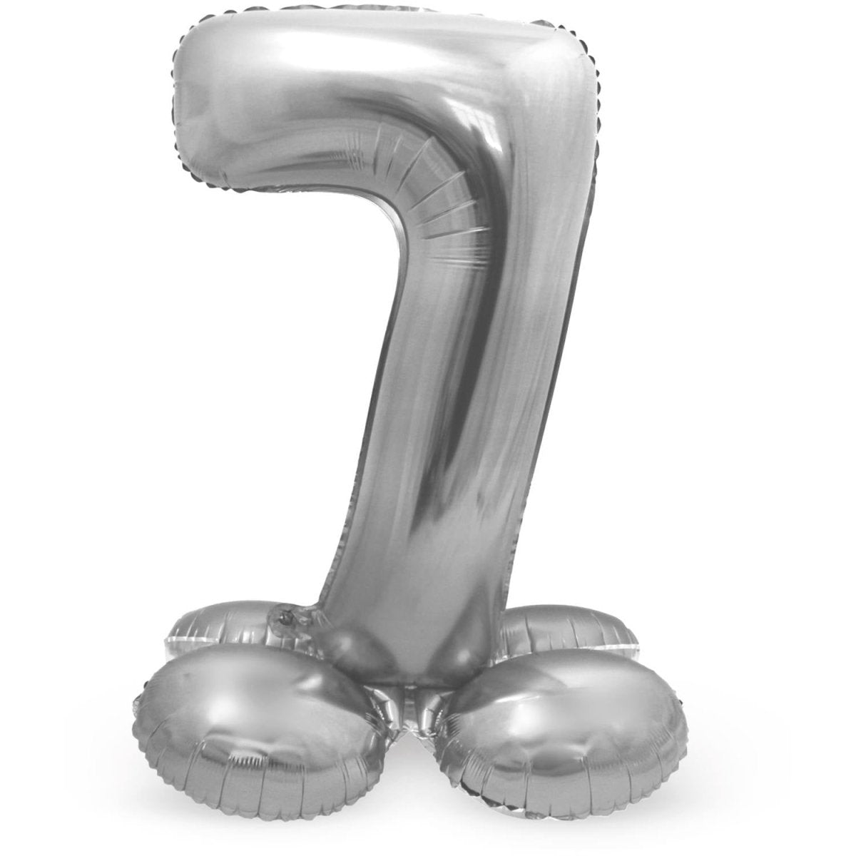 Folie Ballon Cijfer 7 Zilver met standaard 72cm
