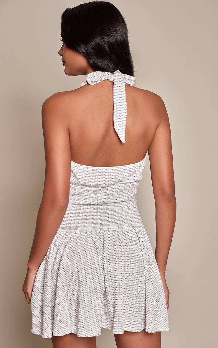 Blanc Mini Robe Dos Nu En Jersey À Rayures