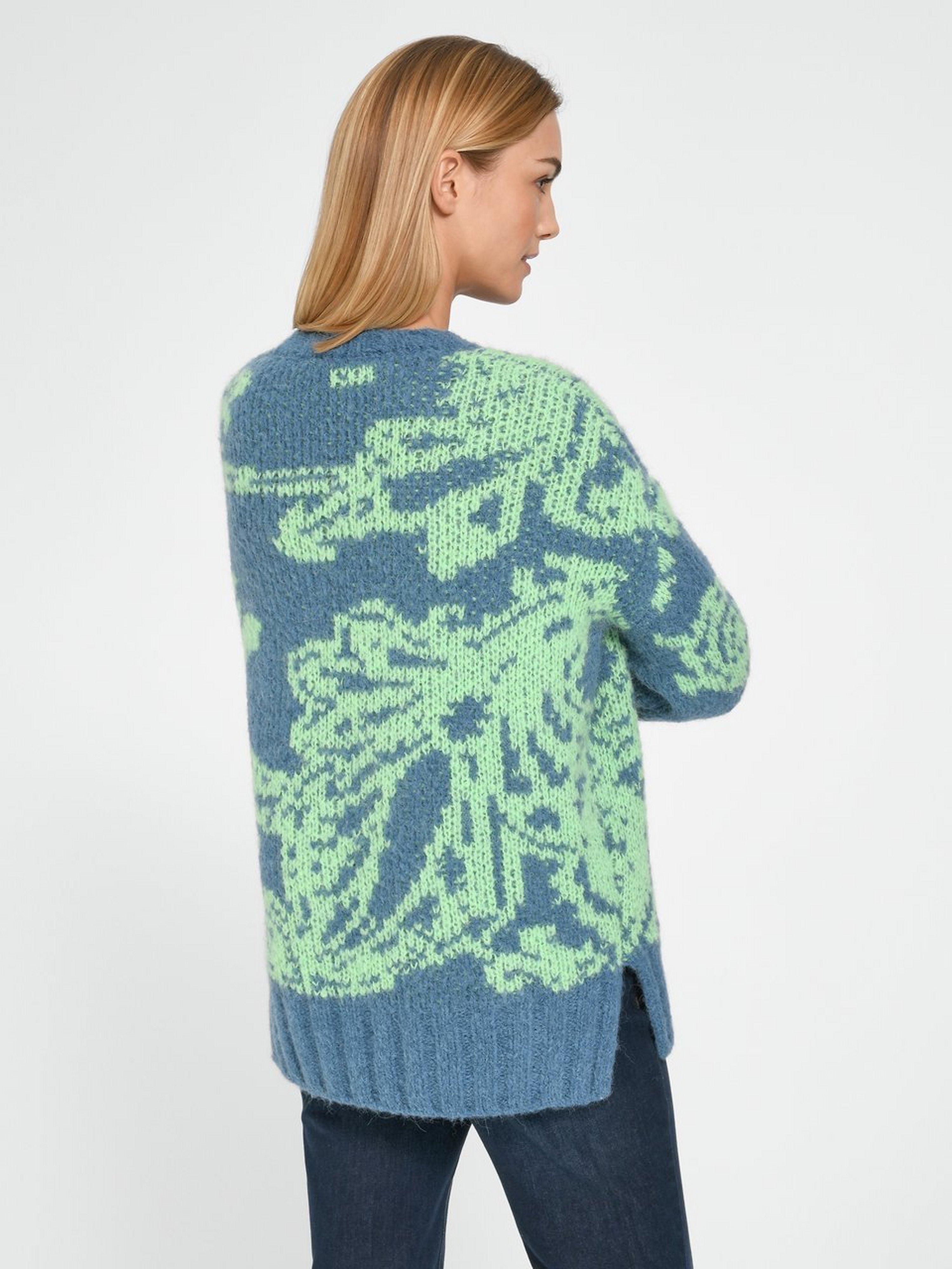 Long-Pullover mit V-Ausschnitt