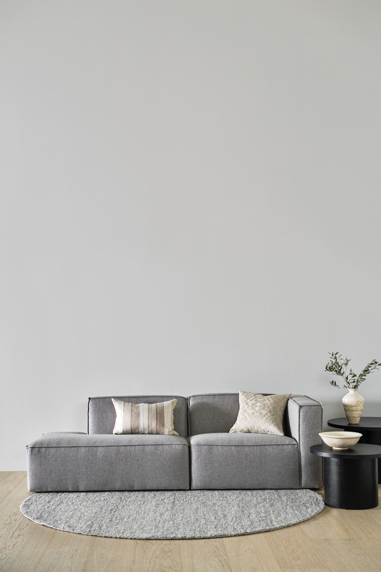 Modulsofa 1,5 seter m/armlene høyre grå - 110x93x73 cm