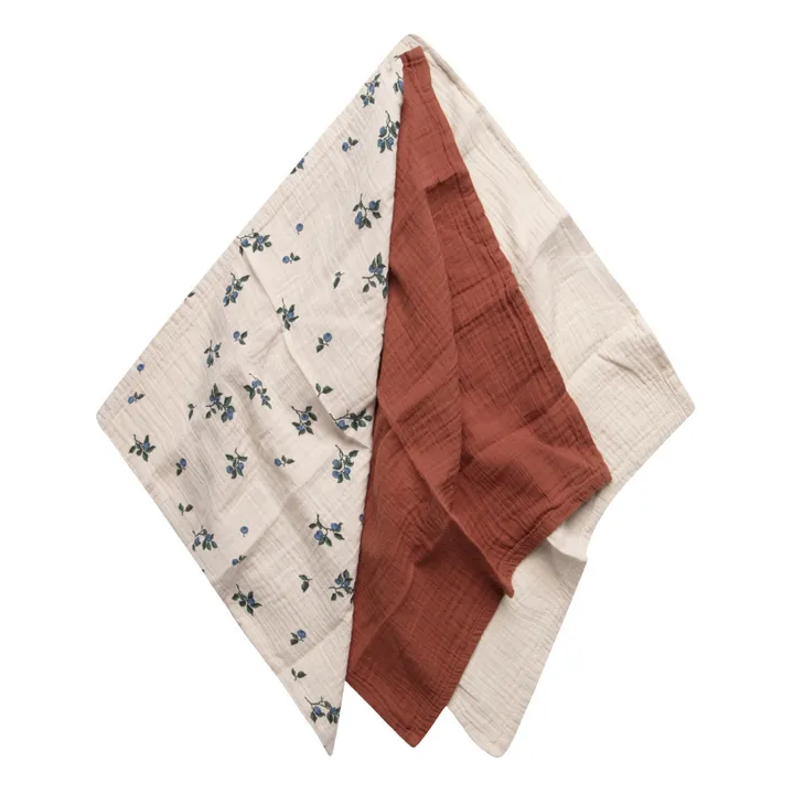 garbo&friends Langes Blueberry en mousseline de coton - Set de 3 | Ivoire