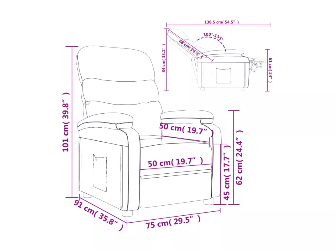 Fauteuil inclinable Crème Tissu