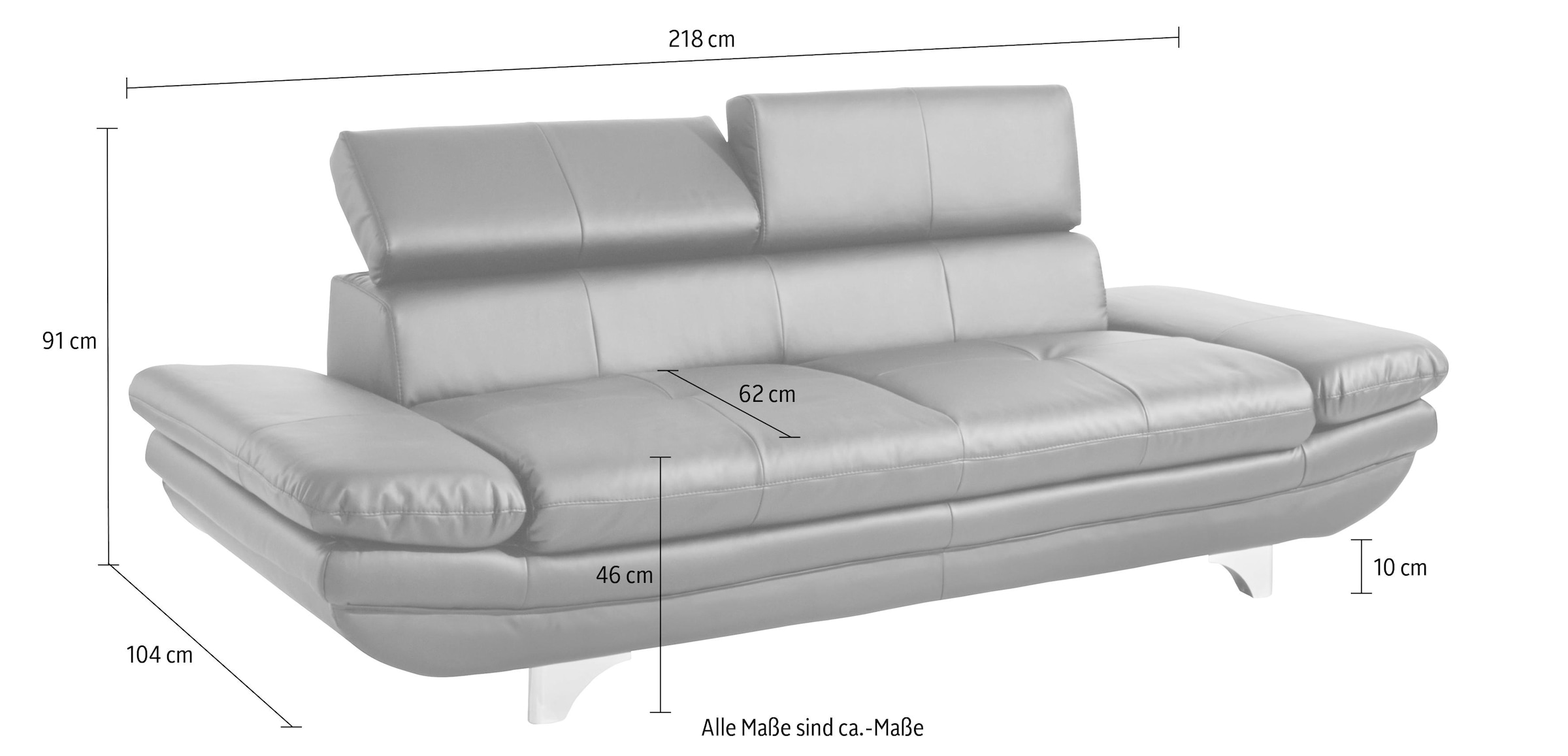 COTTA 2-Sitzer »Enterprise« Big-Sofa, mit Armteilverstellung & Kopfteilverstellung