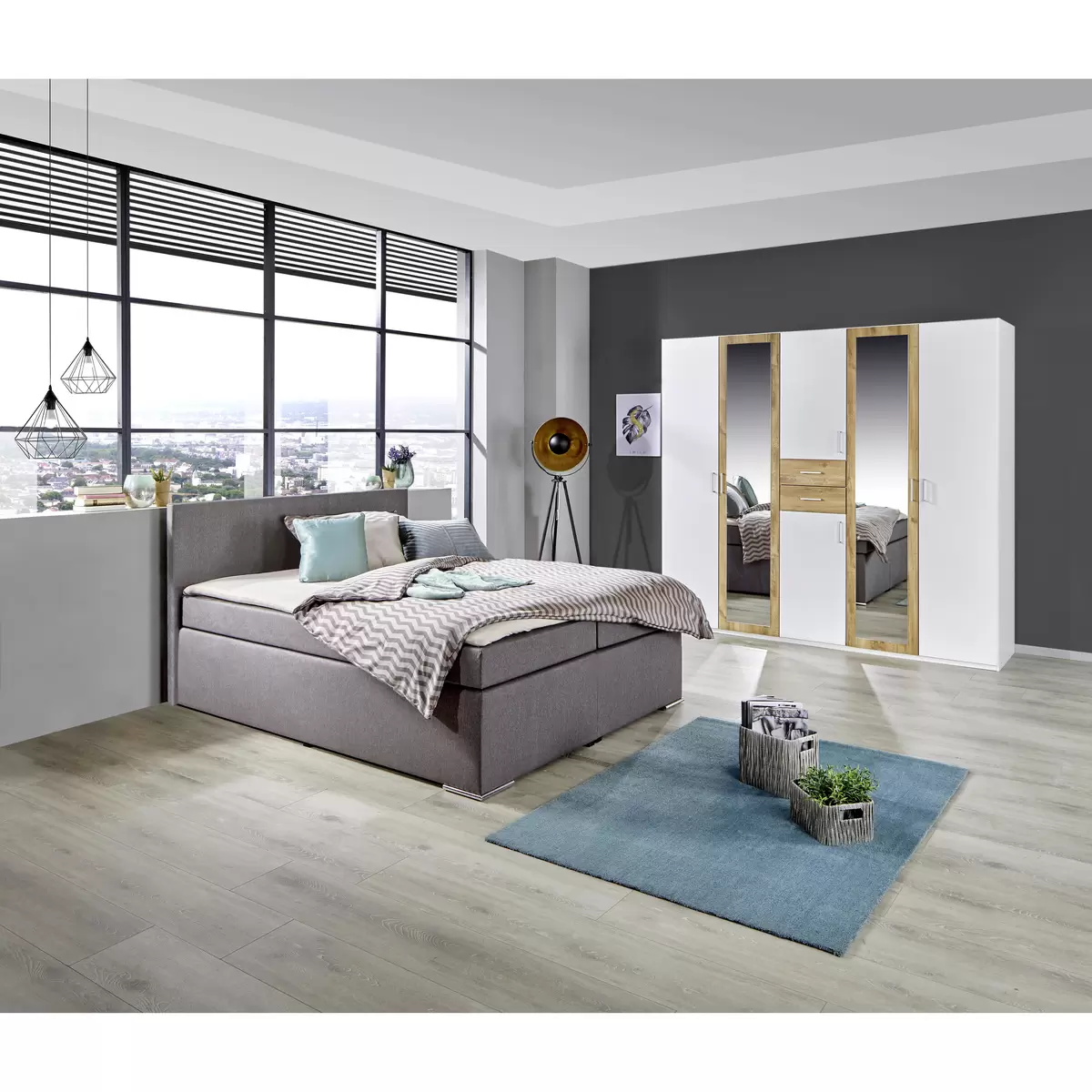 Boxspringbett Nero 160 x 200 Graubraun