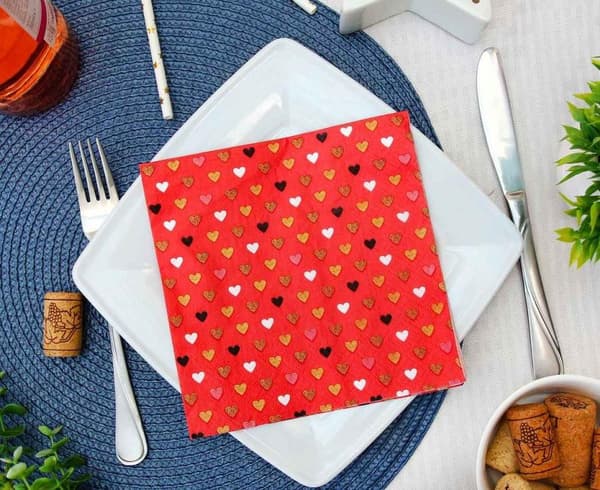 Love XOXO röda servetter 20 st 33x33 cm