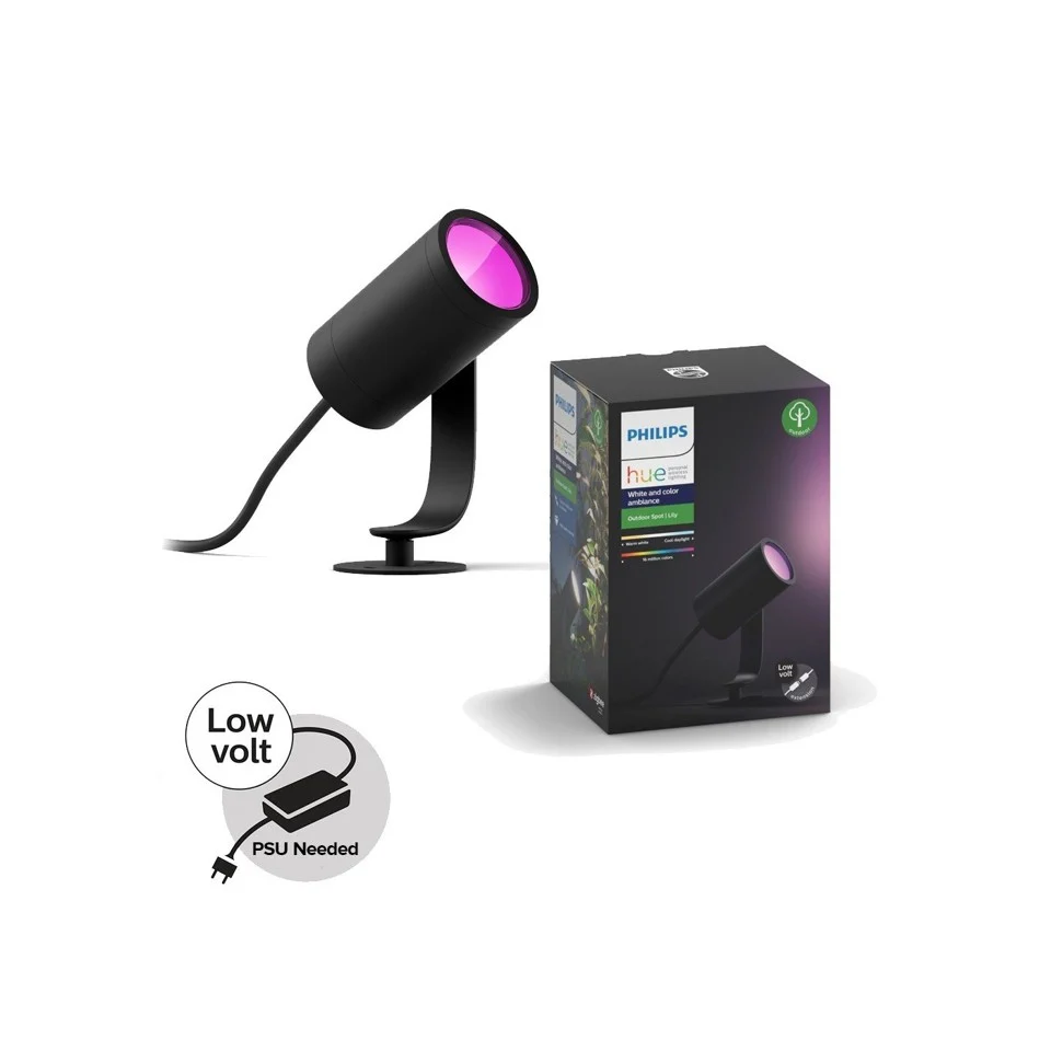 Philips Hue- Lily Outdoor Spot Light Basekit &Lily Spike+ Bridge 2.1 - Bundle