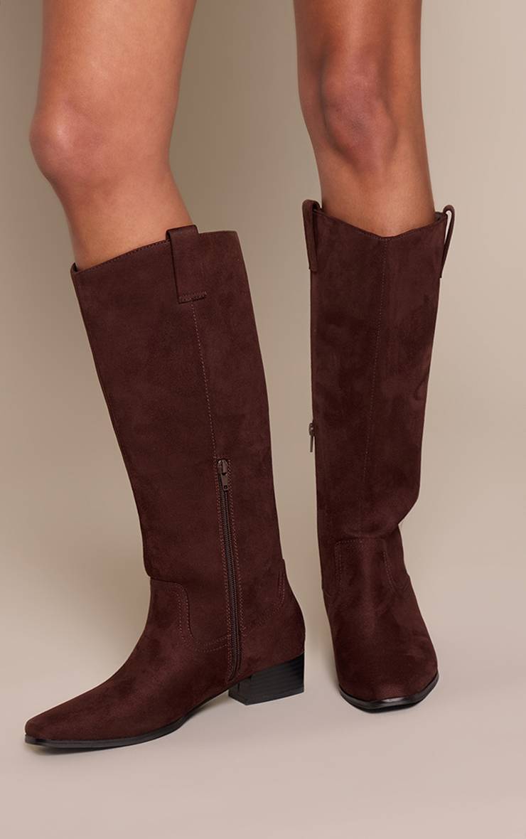 Chocolat Bottes Western Bout Rond En Synthétique