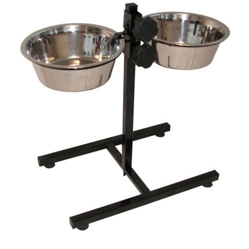 Comedero elevado de metal para mascotas color Negro