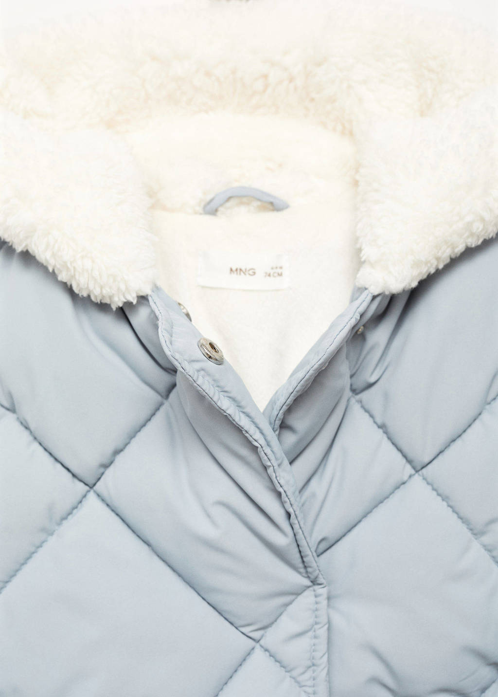 Mango Kids gewatteerde winterjas zachtblauw