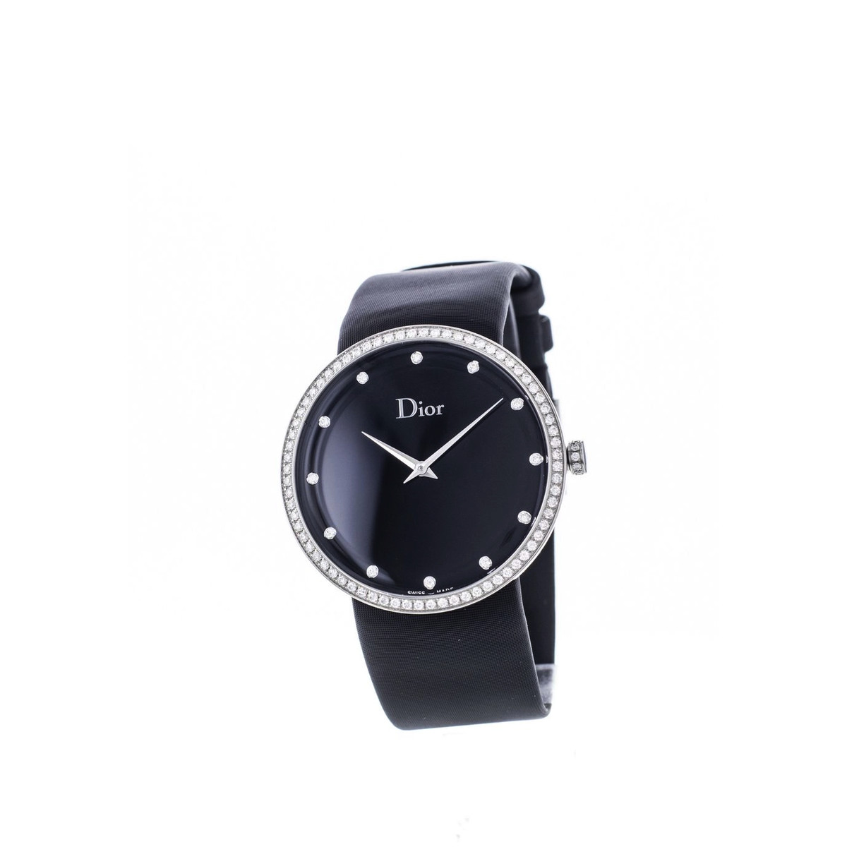 Montre d'occasion Dior D femme acier bracelet textile noir