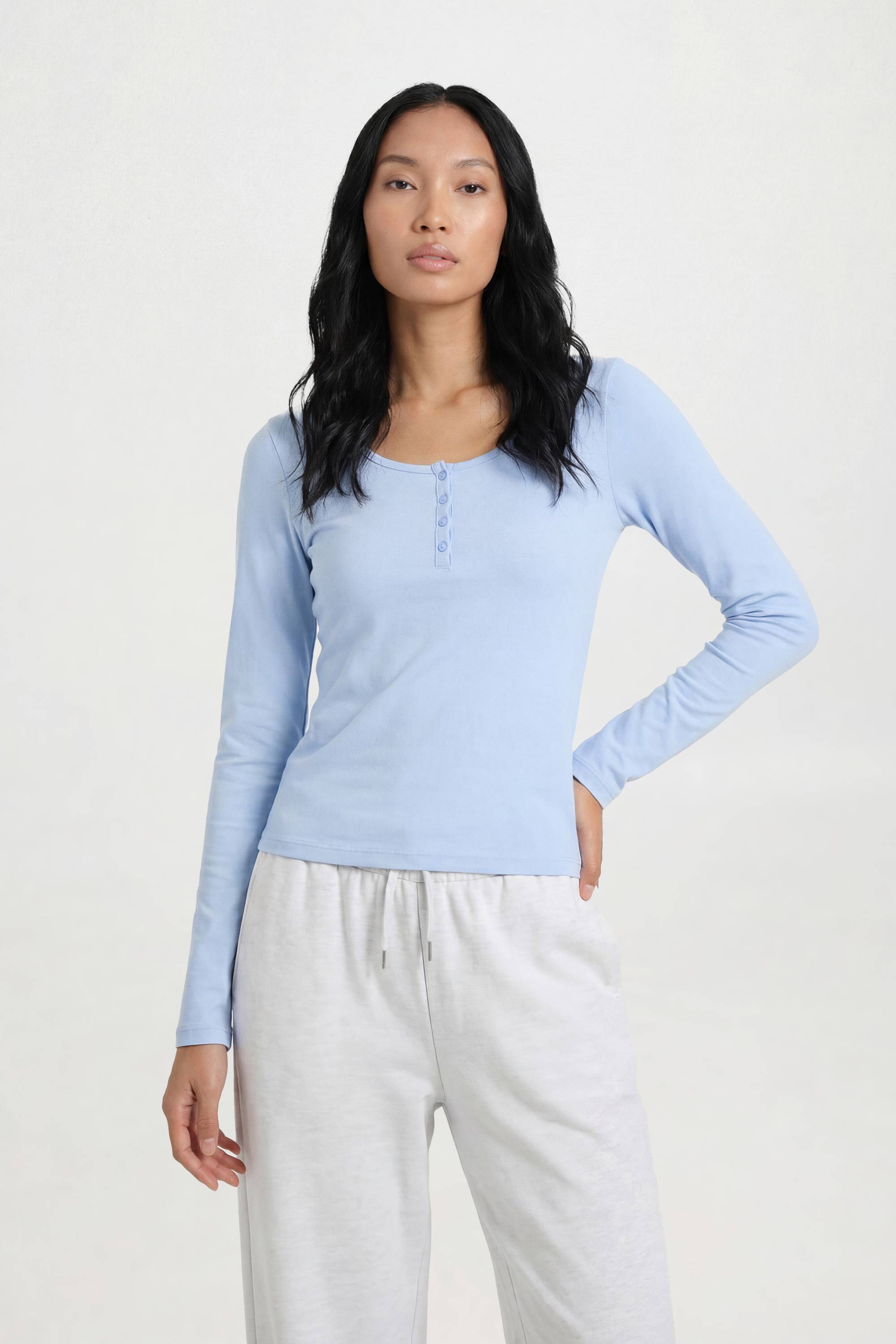 boohoo Haut Henley Transparent En Jersey Flammé