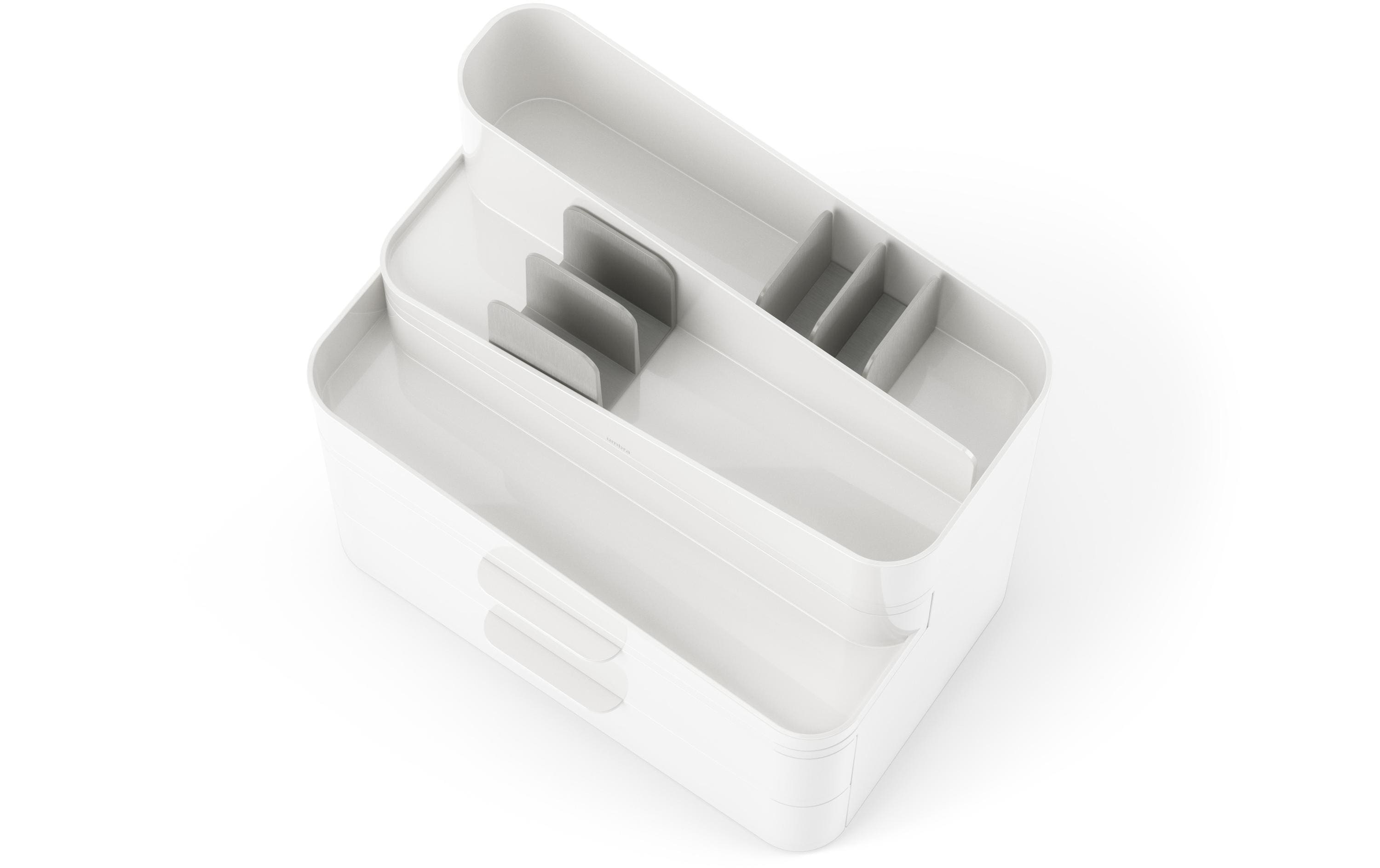 Bad-Utensilienhalter Glam Grau/Weiss, Recycled KunststoffMakeup-Organizer