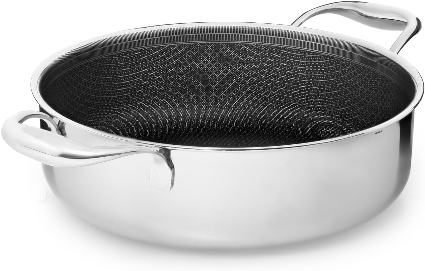 Schmorpfanne 32 cm, 7 l | Bräter mit Hohem Rand | Sautepfanne Induktion für Alle Herdarten | Kratzfeste Antihaft-Oberfläche | 3-Schicht Edelstahl/Aluminium | PFAS-frei