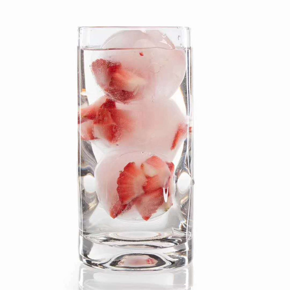 (4-fach) 3D Kunststoff Eiswürfel Form DIY Ice Cube Tray mit Deckel für Cocktails / Whisky / Softgetränke - Mit Früchten Befüllbar