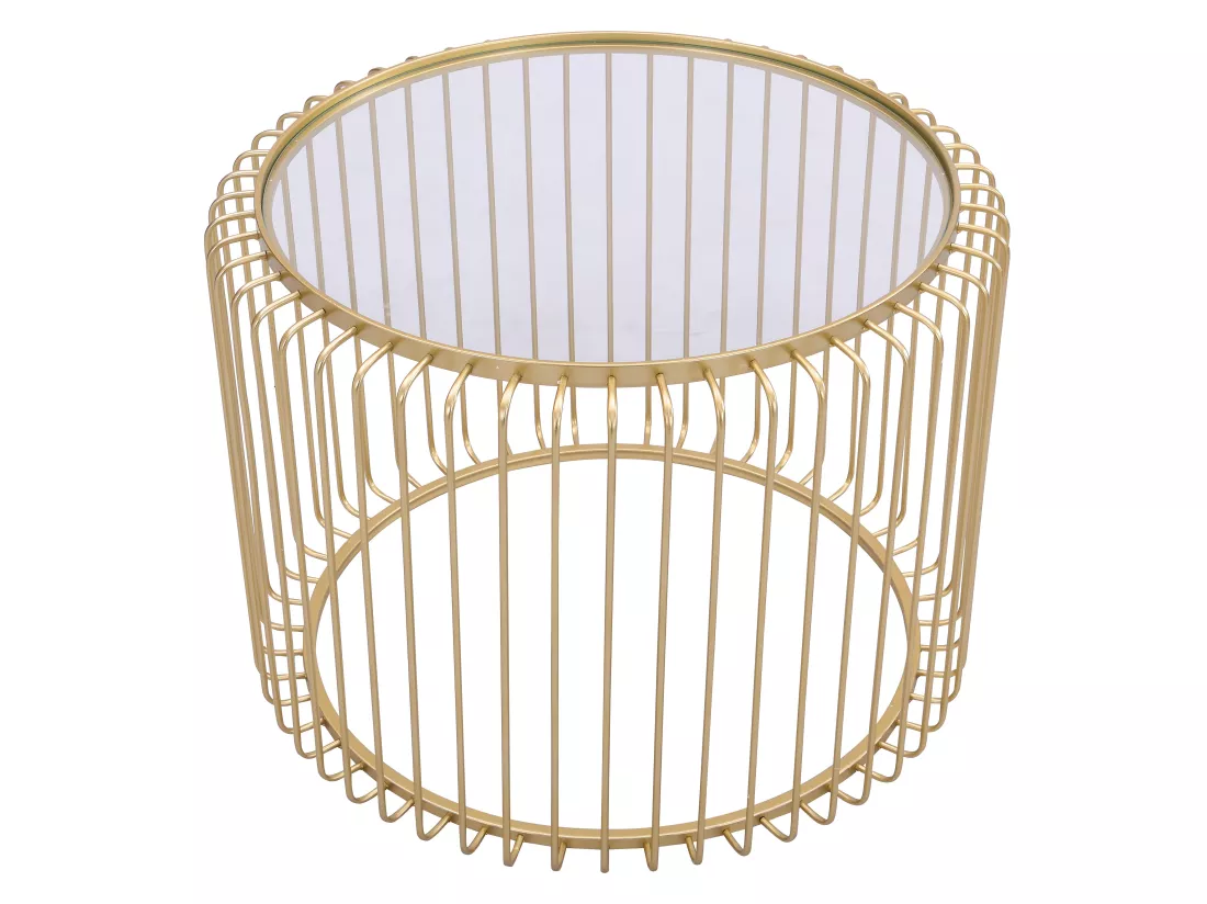 Lot de 2 tables basses en métal et verre - Doré - FERIDA