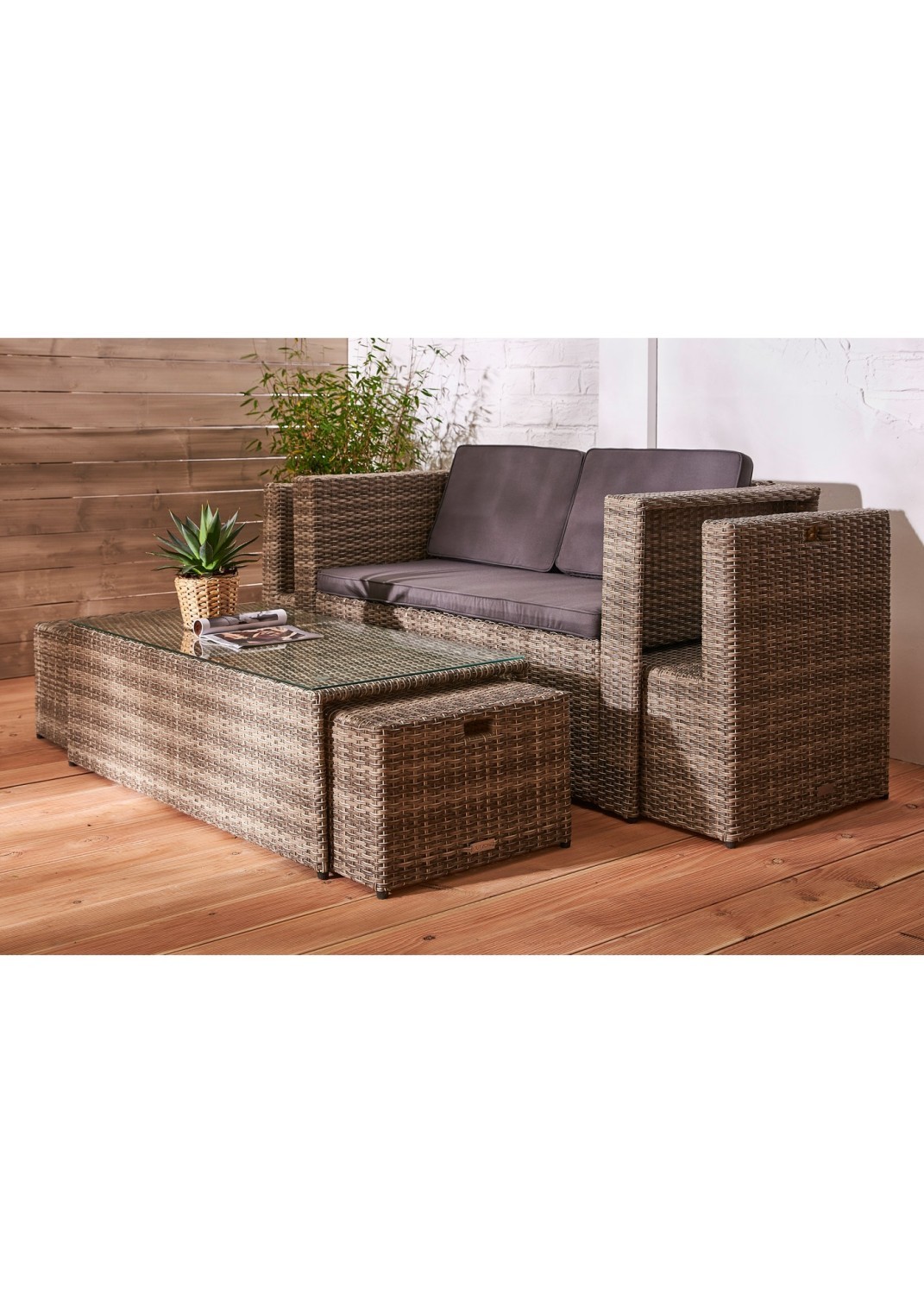 Lounge-Set - grau-anthrazit - für 6 Personen - inklusive Kissen