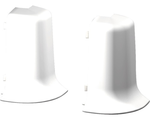 Buitenhoekstukken voor het vastklemmen van plinten met kabelgoot 50 mm wit
