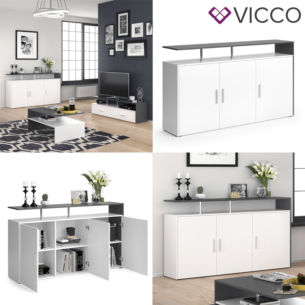 VICCO Sideboard AMATO Kommode Schrank Weiß Anrichte Fernsehschrank TV