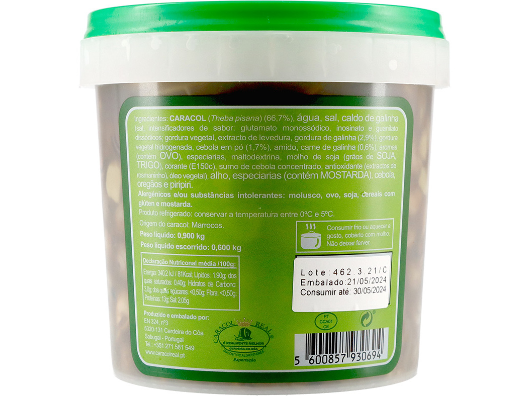 CARACOL COZIDO 600 GR