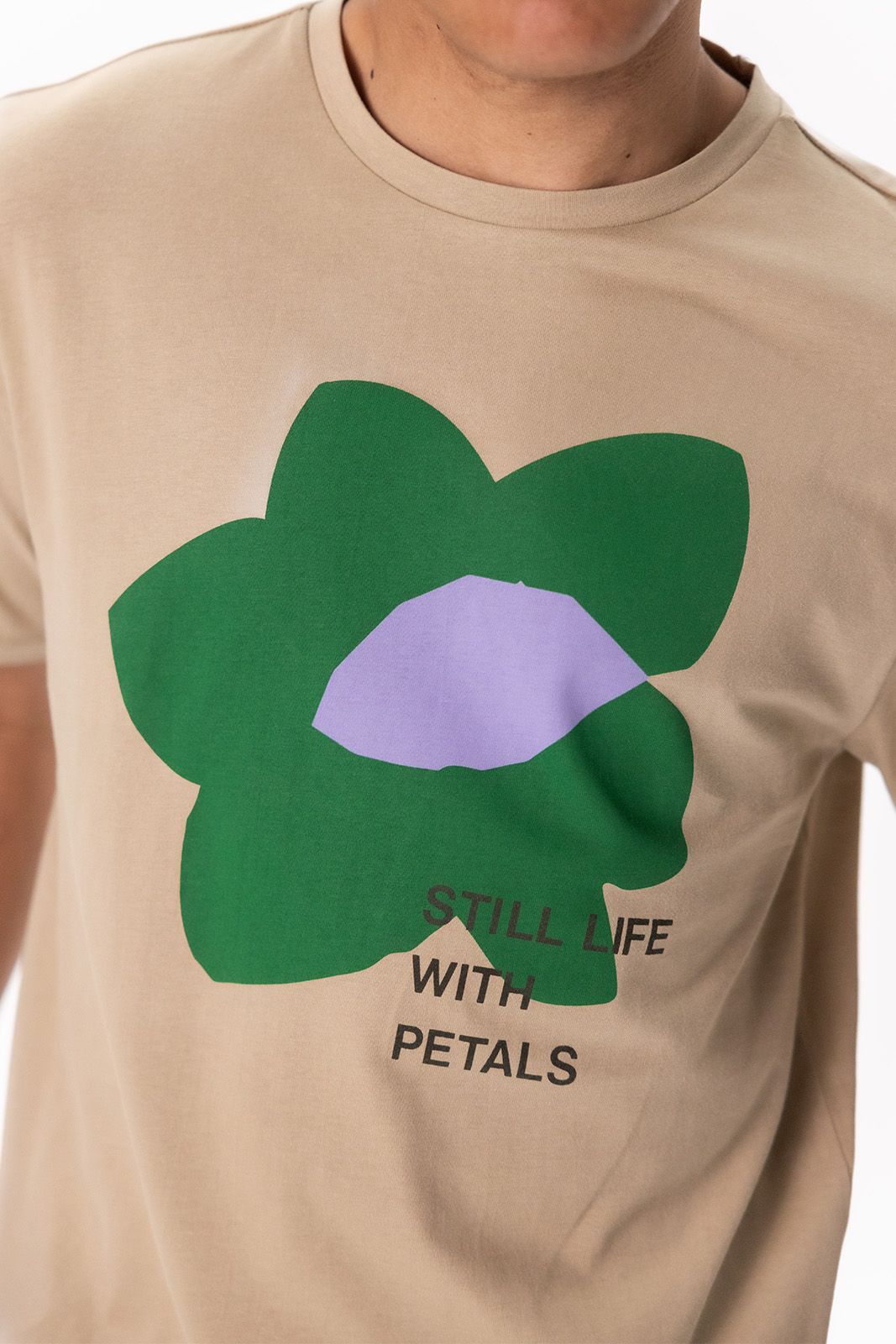 Beige T-shirt met artwork