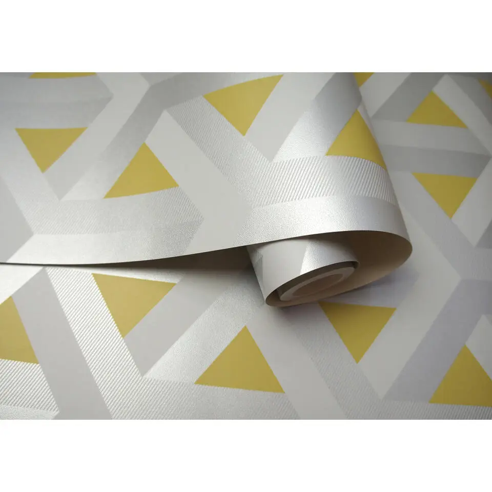 Dutch Wallcoverings - Indulgence Trident geo grey/yellow -0,53x10,05m