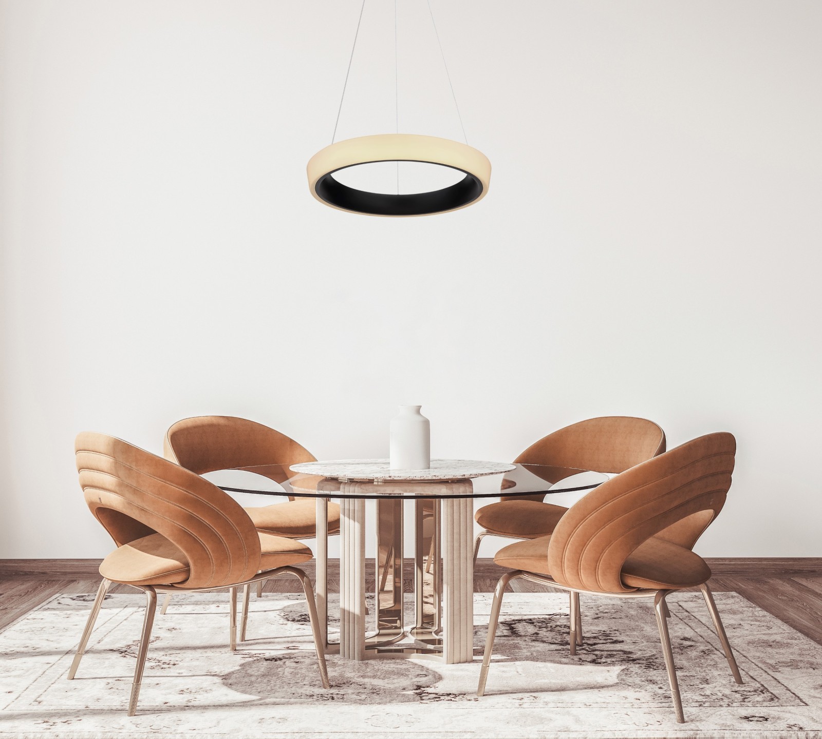 LED-Hängeleuchte - weiß-schwarz - Ø 50 cm