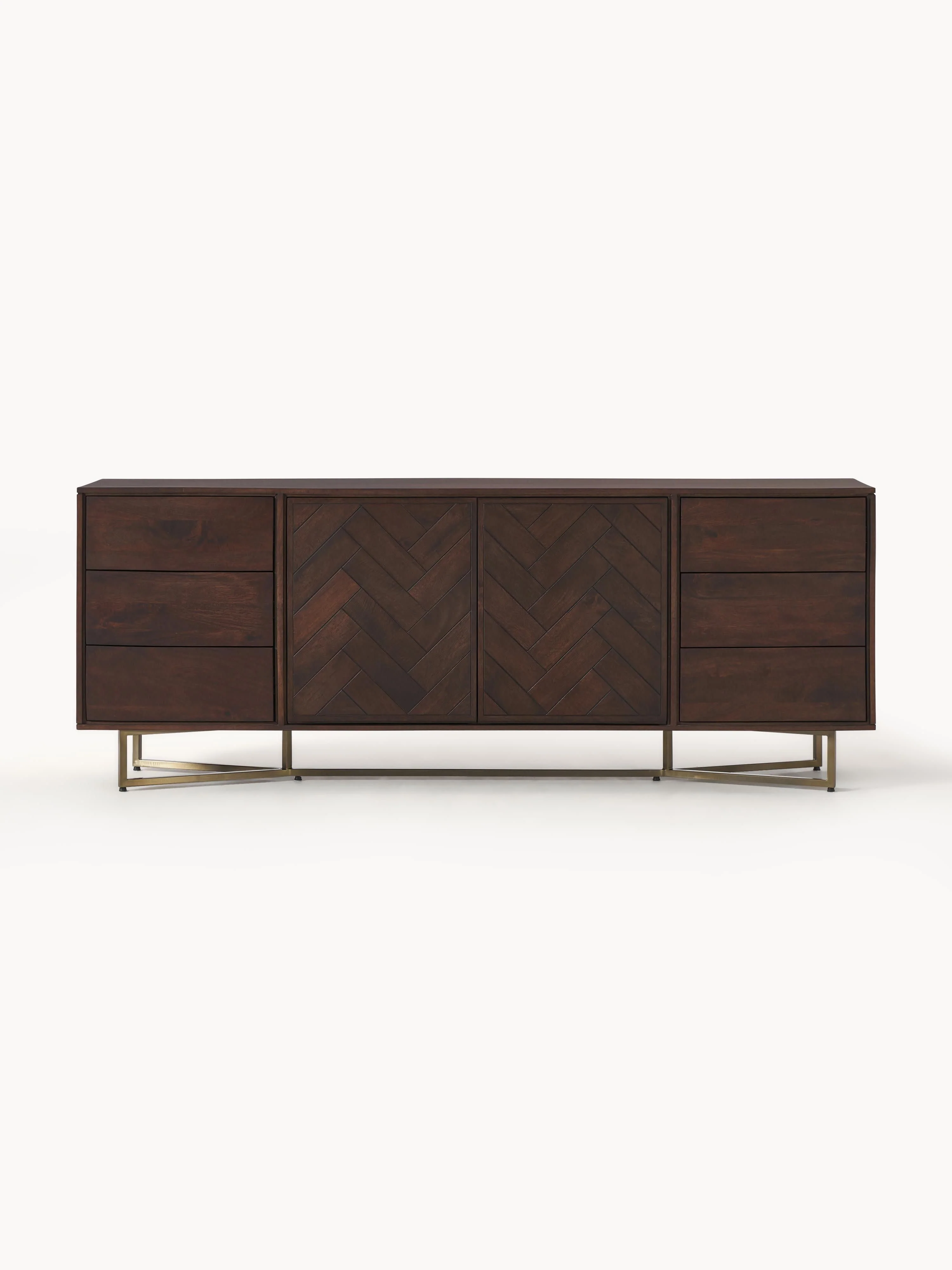 XL-dressoir Luca van mangohout met visgraat-patroon