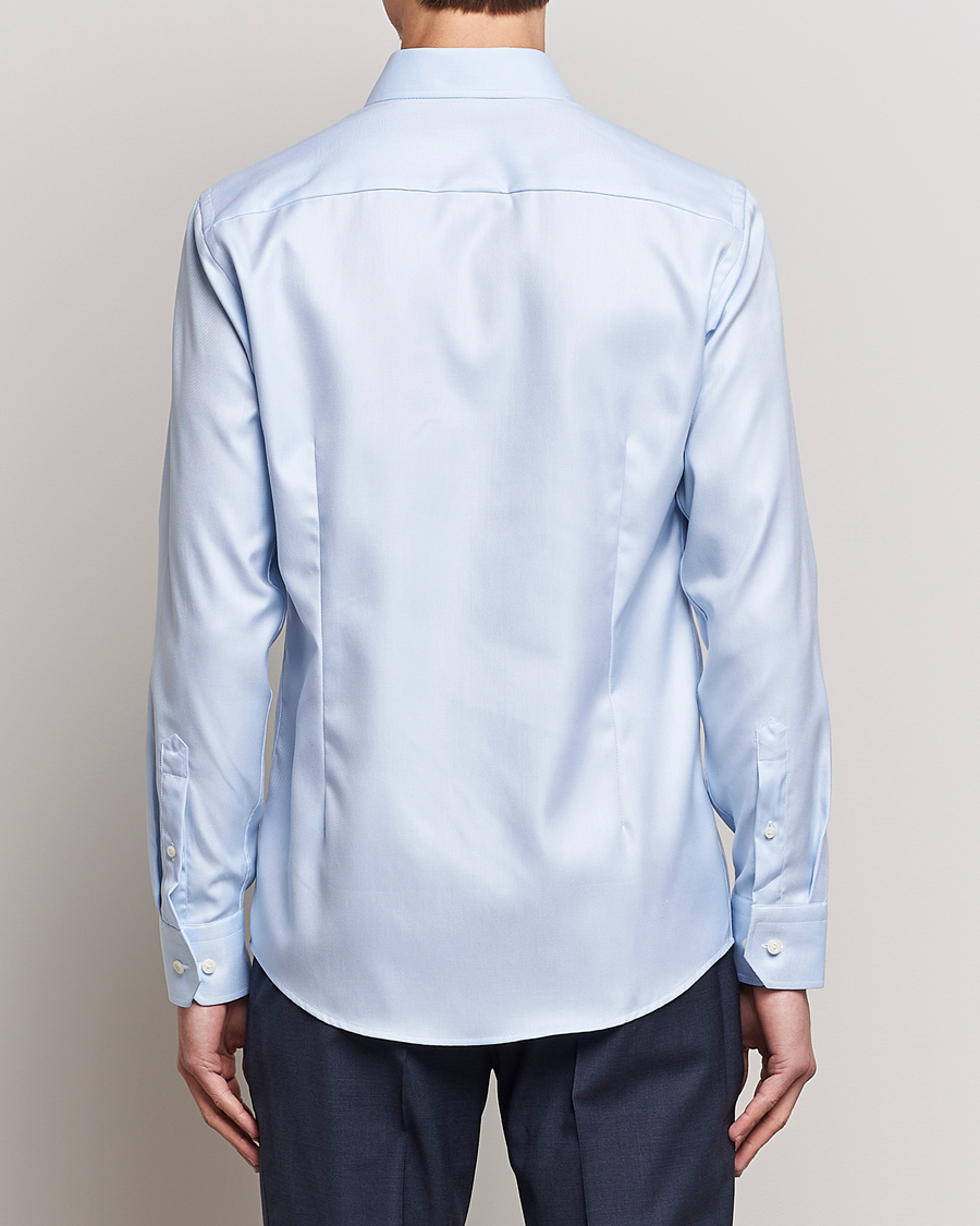 Eton Slim Fit Textured Twill Shirt Blue