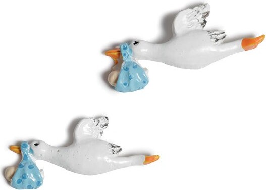 Stork Med Baby 4Cm Lyseblå 6Stk. - 3870146