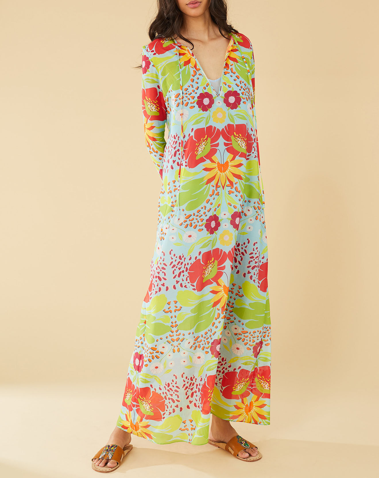 Manoush Robe longue Mexico imprimée bleue
