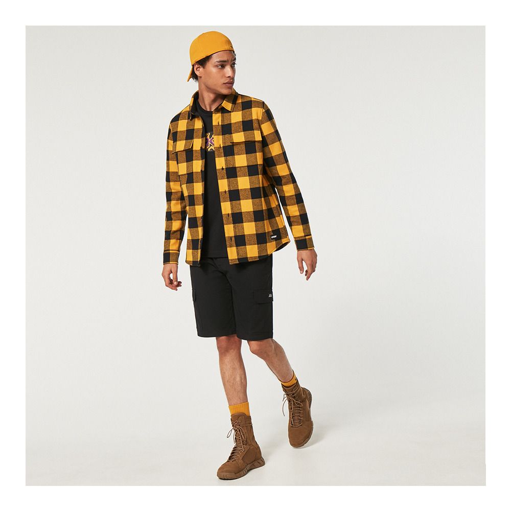 Oakley BEAR COZY FLANNEL - Chemise Homme amber yellow/black check
