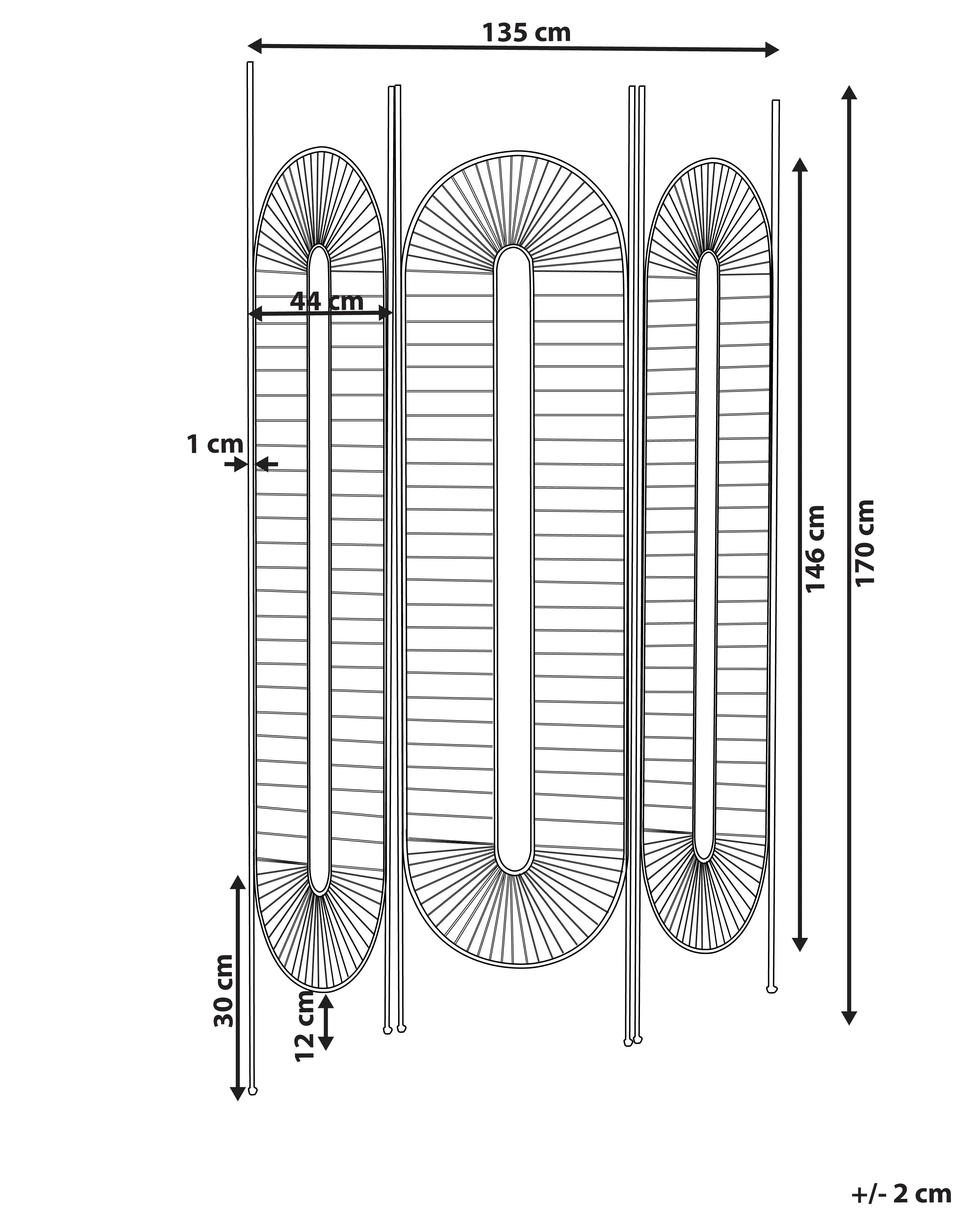 Roomdivider met 3 panelen NOALE Goud 135 cm 170 cm