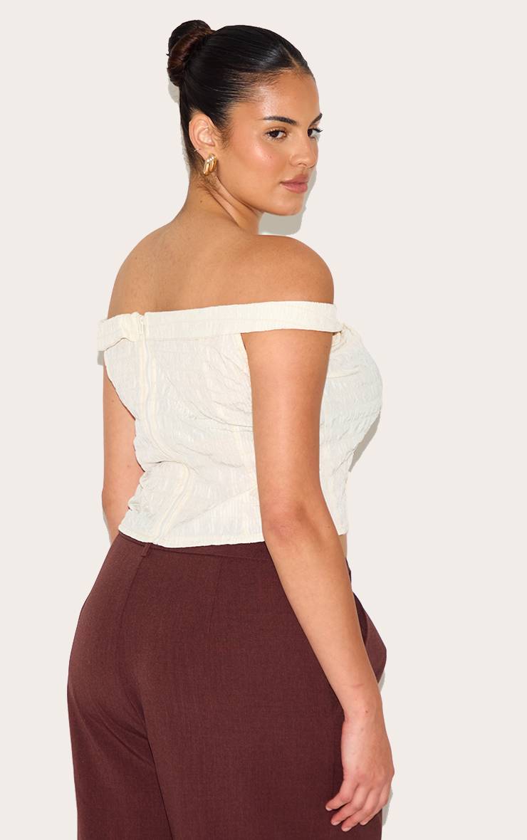 Amande Top Long Bardot Rayé Grande Taille En Peau De Pêche