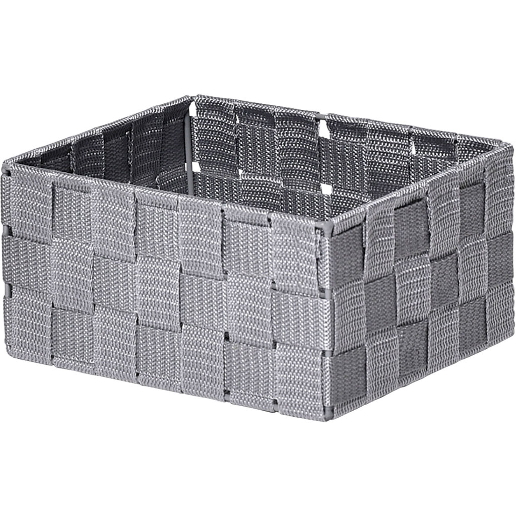 Panière de rangement carrée polyester gris 20x10x16cm