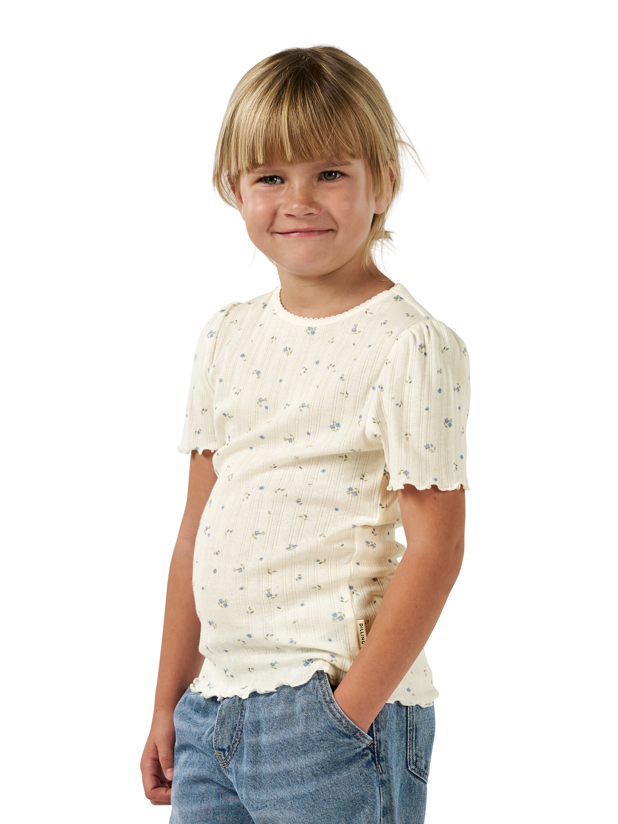 Pointelle T-shirt van katoen voor kinderen