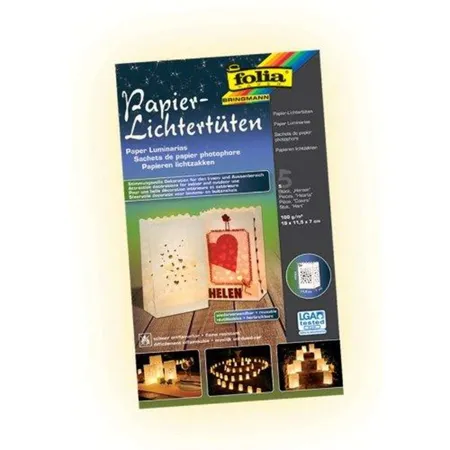 folia Papier Lichtertüten Herzen, 5 Stück