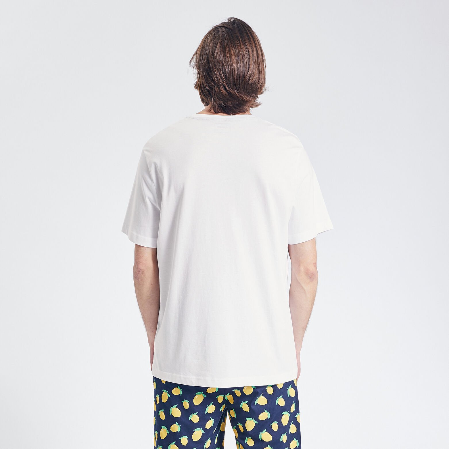 Tee shirt de pyjama avec poche poitirine fantaisie Blanc