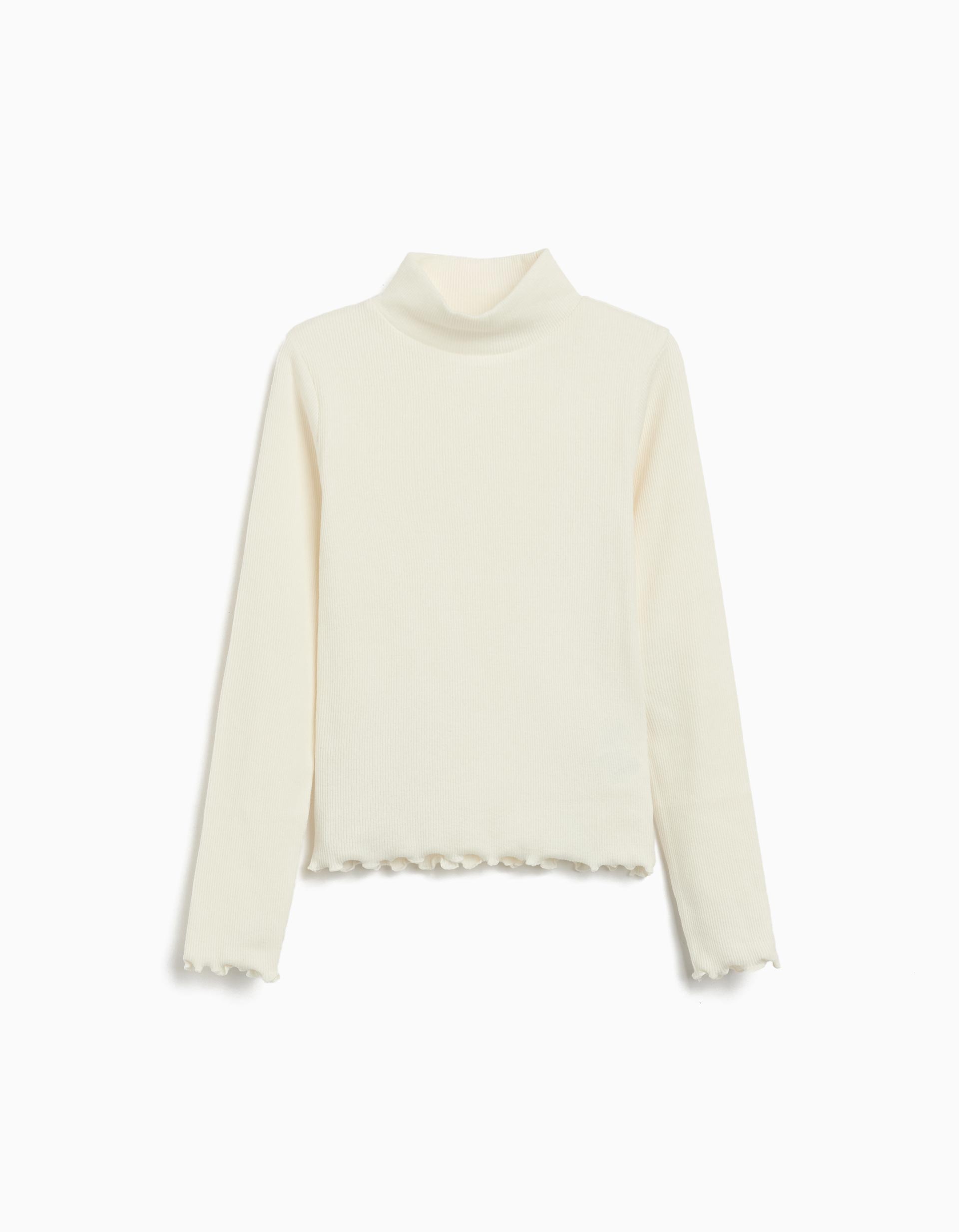 Camisola com Gola Alta, Menina, Branco