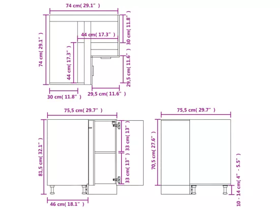 Armoire de plancher d'angle 