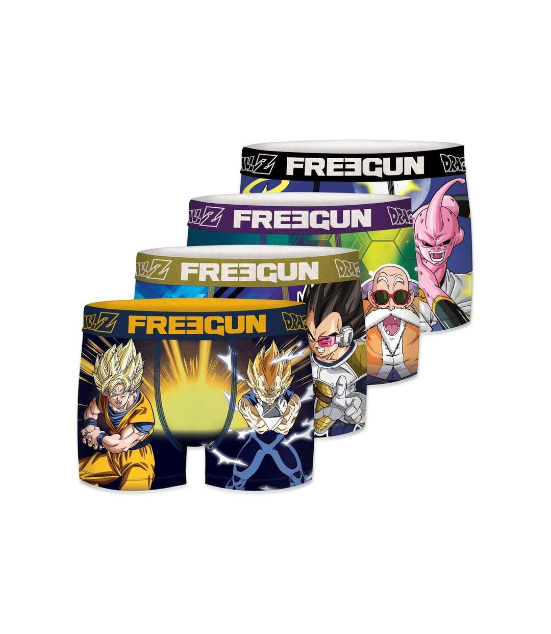 Boxer Homme DRAGON BALL Z, Caleçon Homme Sangoku, Vegeta, Original et Stretch (Lot de 4)