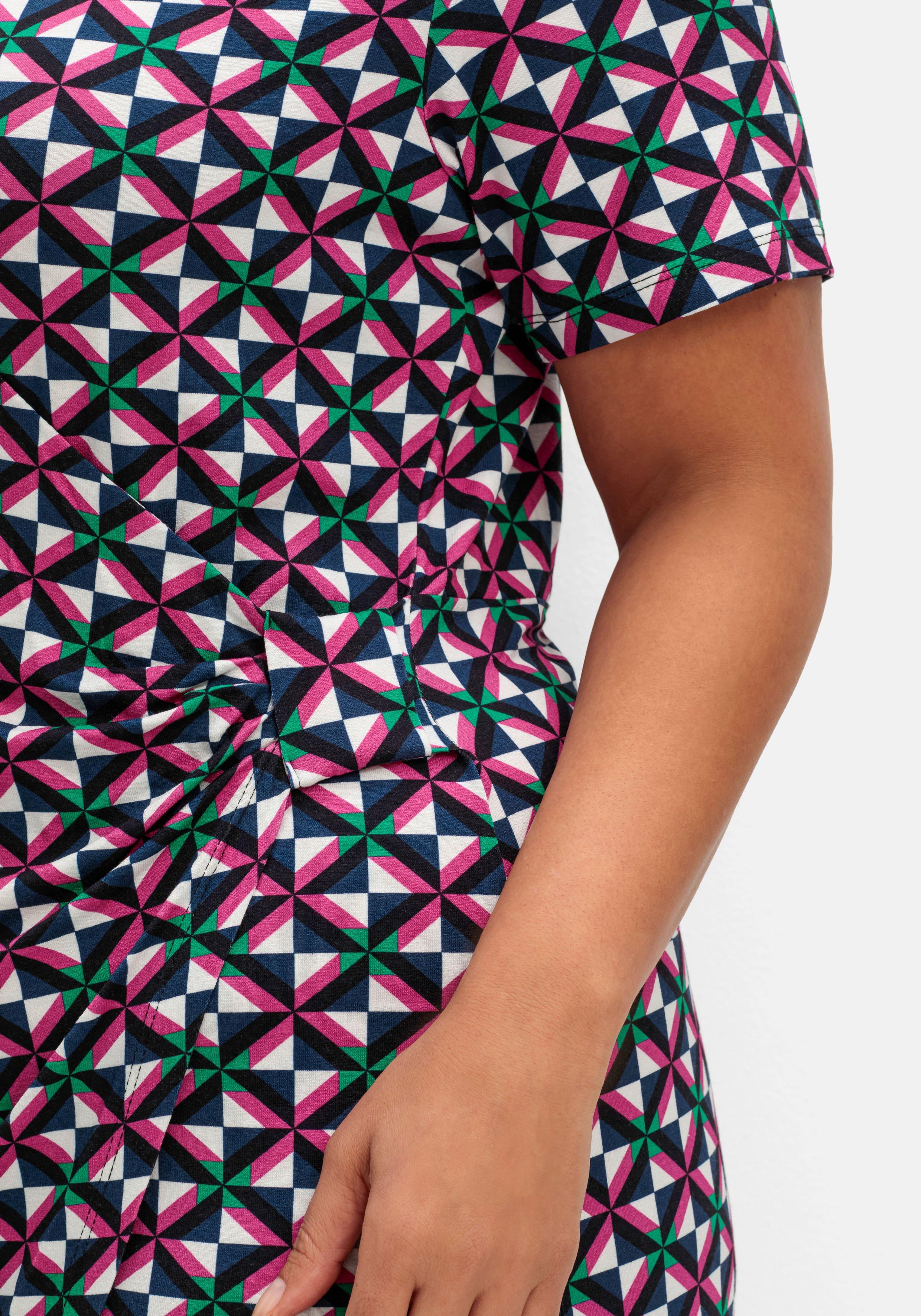 Jerseykleid in Wickeloptik, mit Alloverdruck