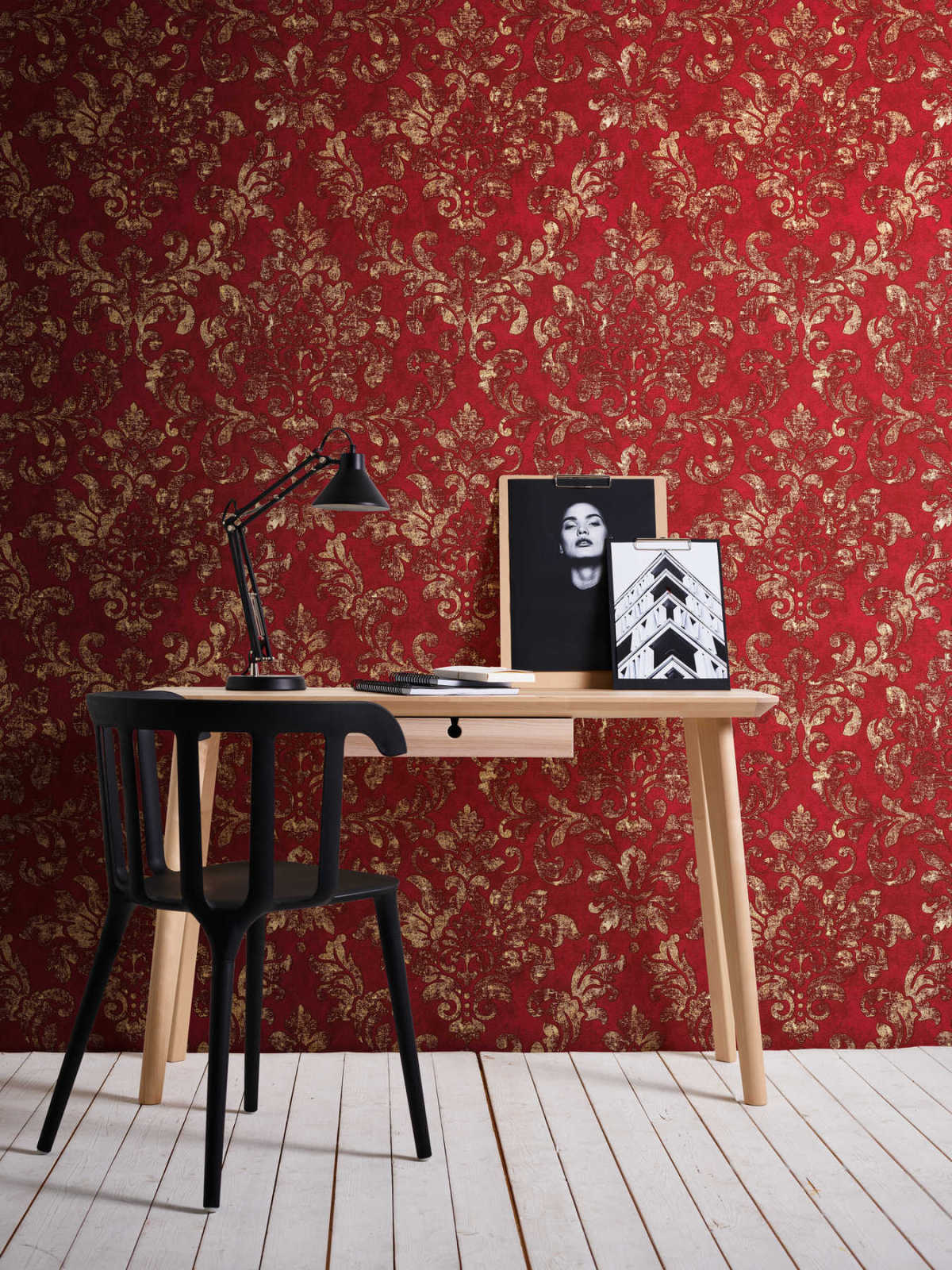 Vliestapete NEUE BUDE 2.0 - rot-gold - Barock - 10 Meter