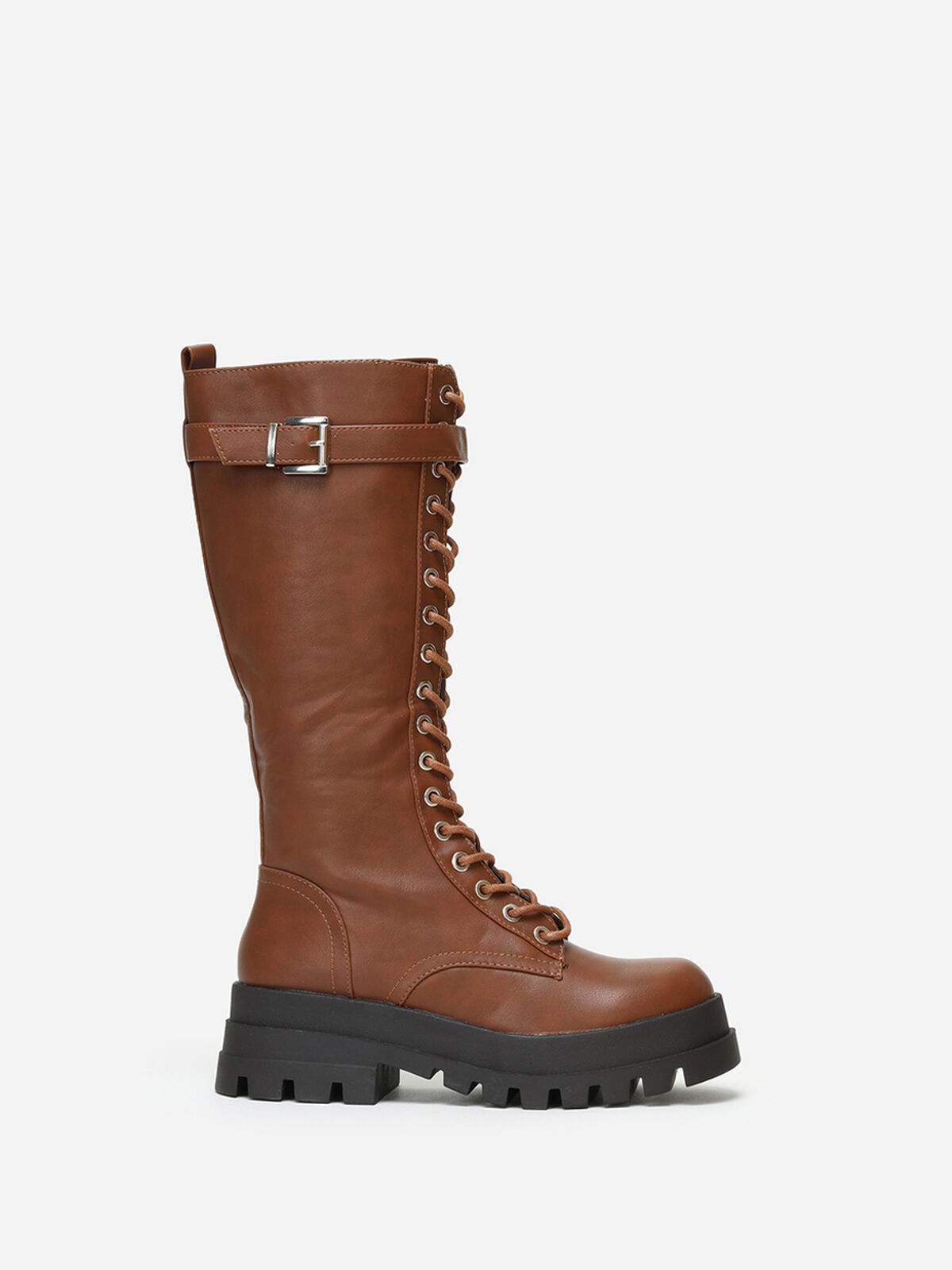 Bottes rangers à plateforme crantée- Camel