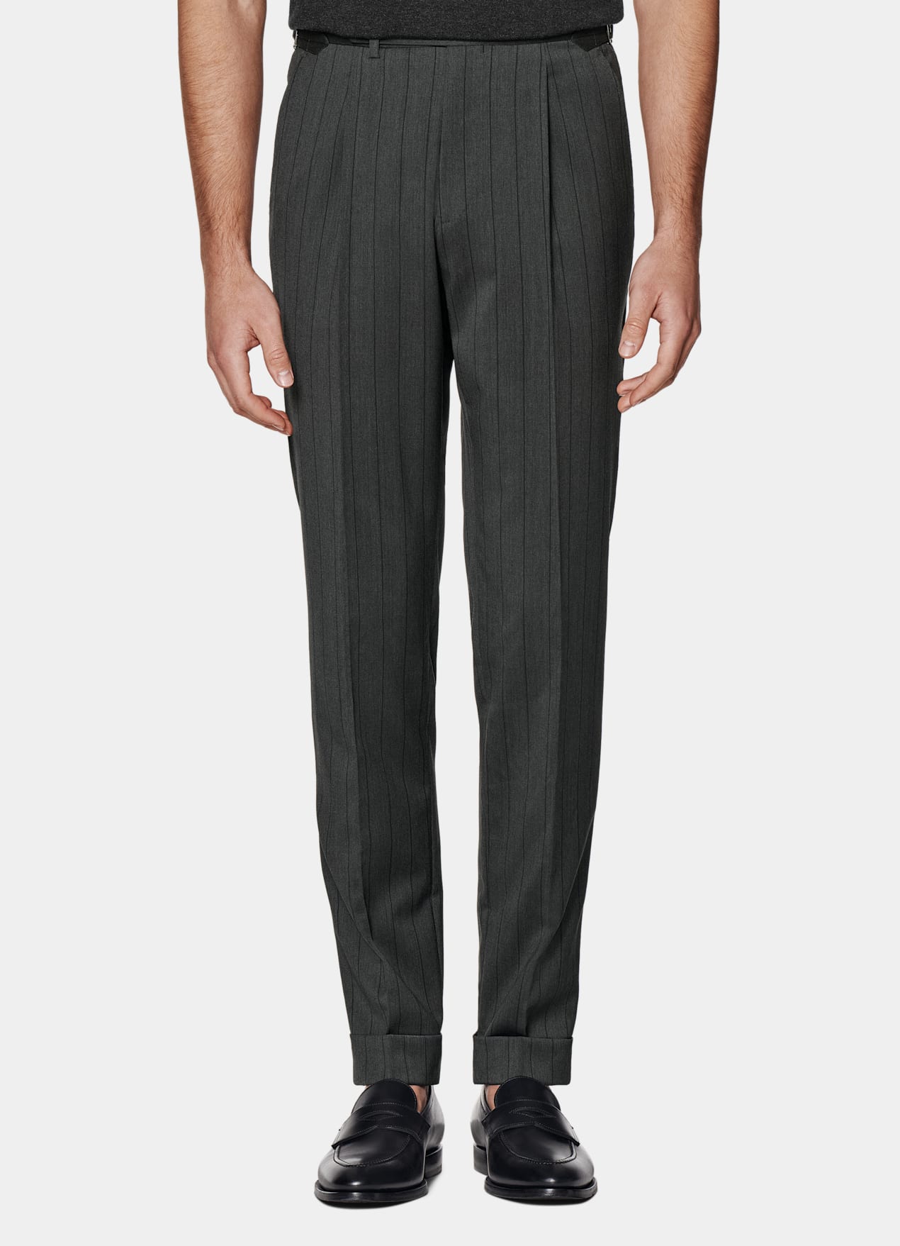 Costume Havana coupe Tailored gris foncé à rayures
