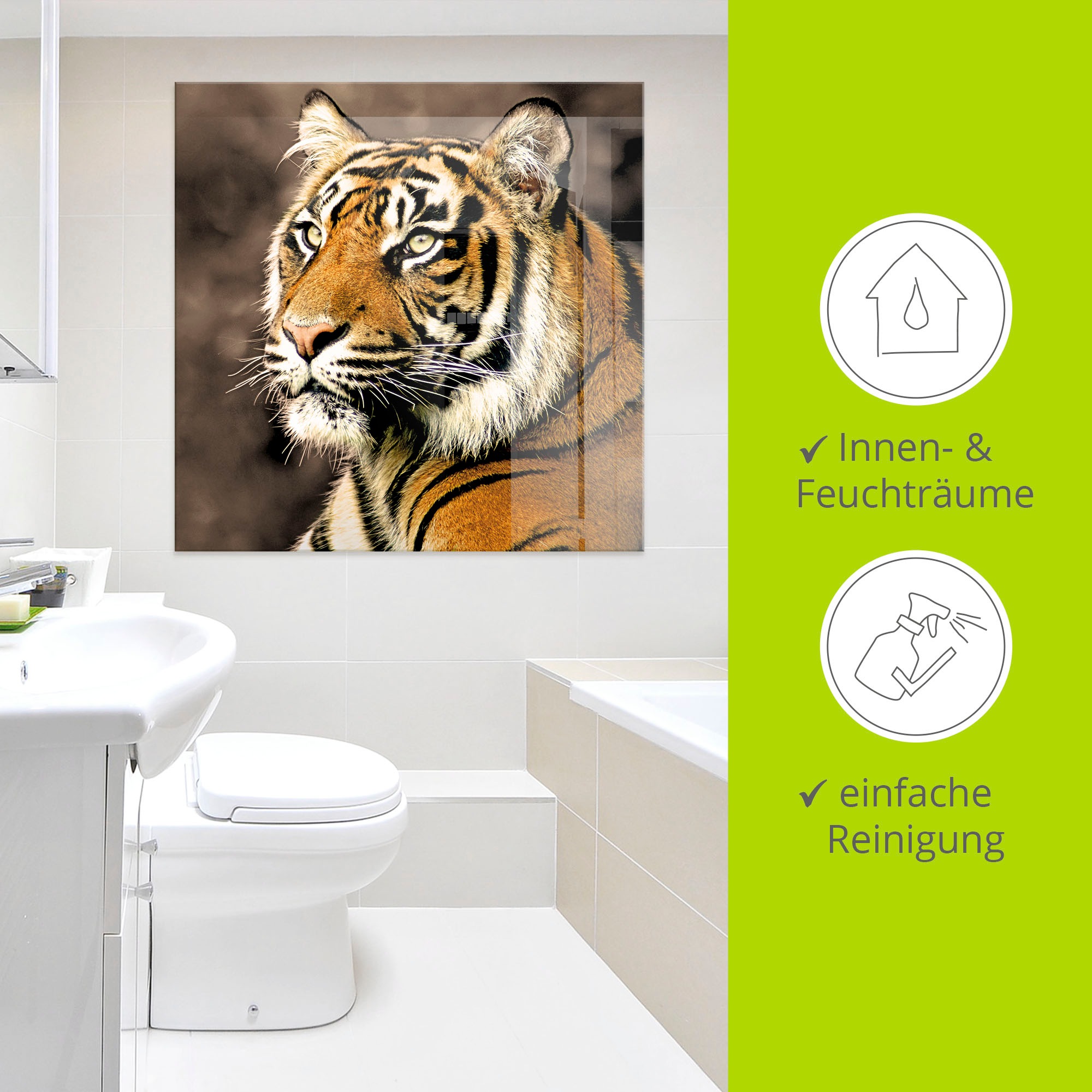 Artland Glasbild »Tiger_sepia« Wildtiere 1 Stk. tlg. in verschiedenen Grössen