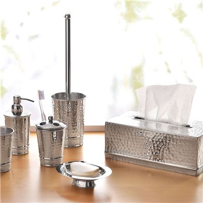 Porte-brosse WC métal martelé