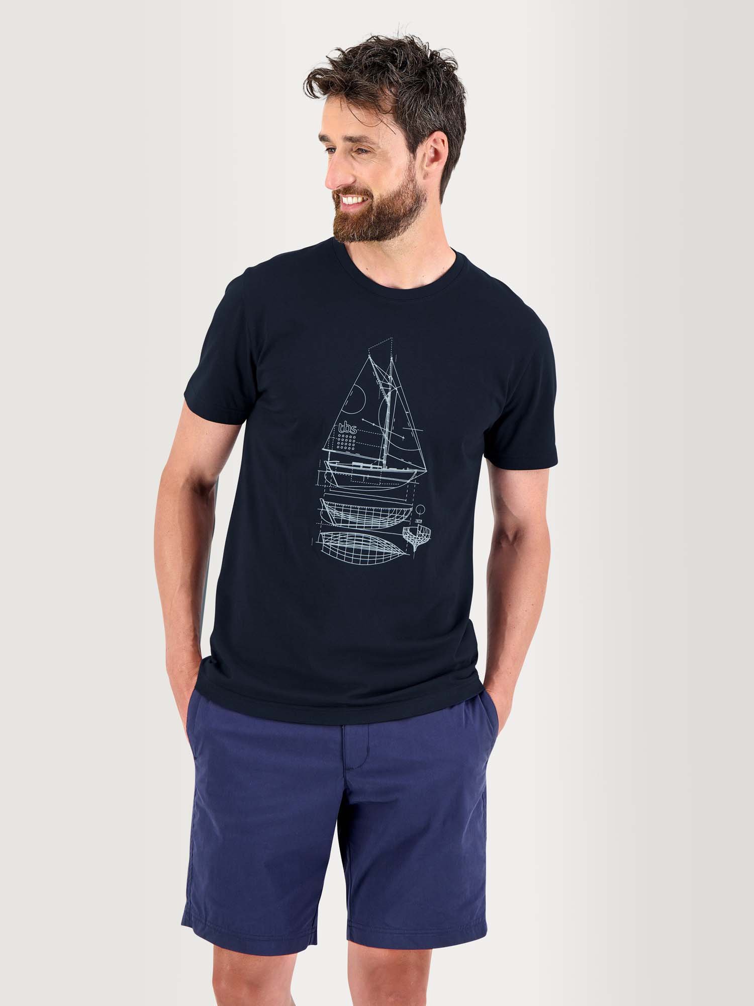 Tee Shirt Homme Print Bateau Coton Biologique Marine